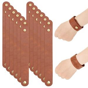 12pcs Adjustable Leather Bracelets 8.6x1 Inch Blank Genuine Leather